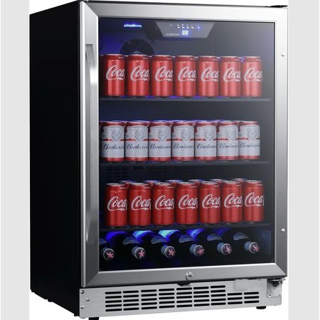 EDGESTAR 24 Inch Wide 142 Can BuiltIn Beverage Cooler with Tinted Door and LED Lighting CBR1502SG